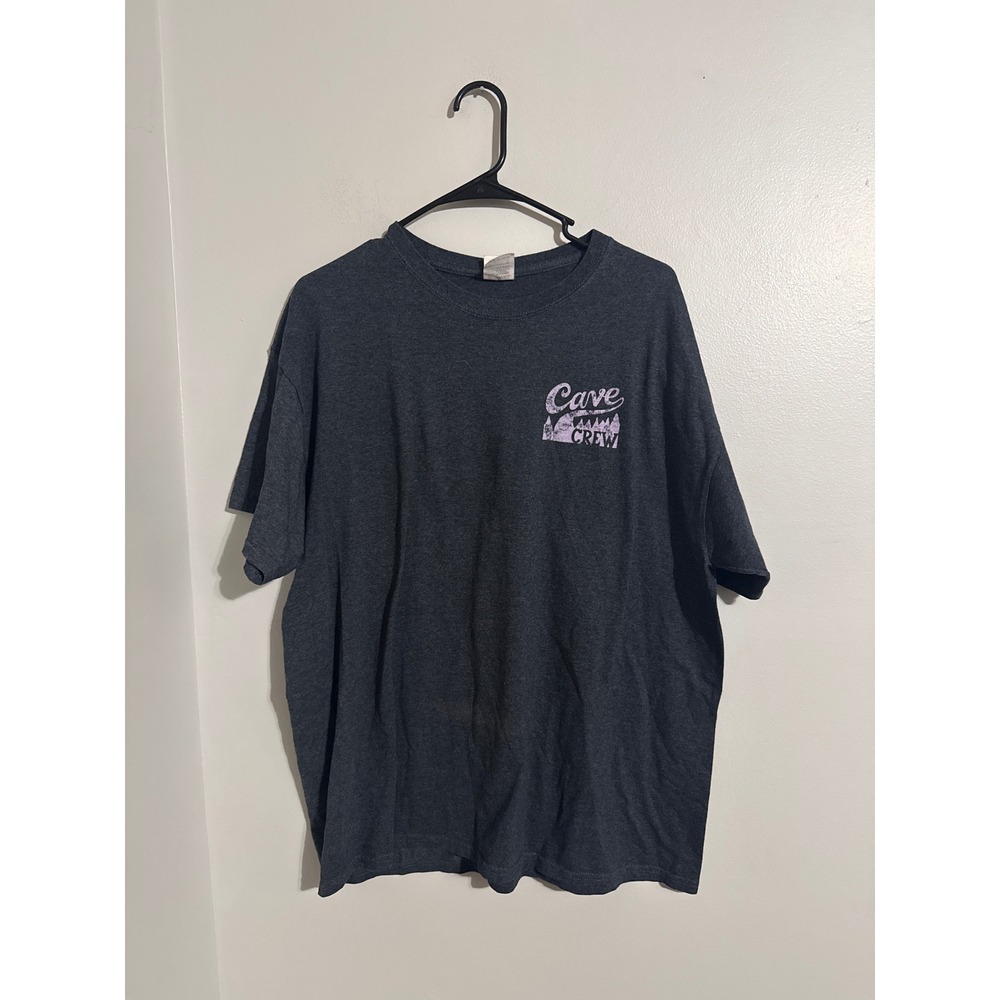 Fruit of the Loom Cave Quest Religious Graphic T-Shirt XL Gray Short Sleeve